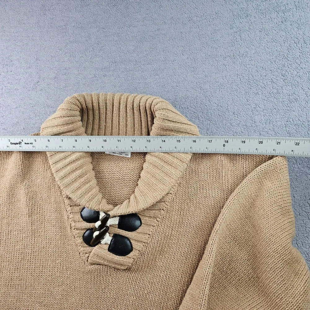 COOFANDY Sweater Mens‎ 3XL Brown Knitted Relaxed Fit Shawl Collar Toggle Button